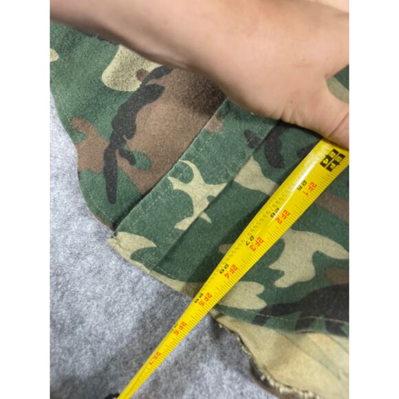 Vintage 90s Melton Deerskin Camo Button Up Shirt Mens Medium Green Brown Hunting - Picture 5 of 5